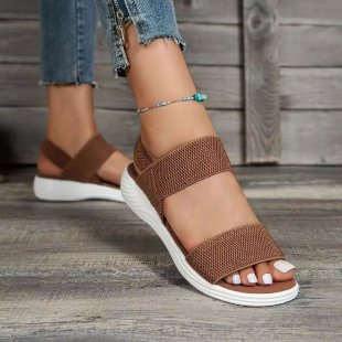 Damen Strick‑Sandalen mit elastischen Riemen und dämpfender Plateau‑Sohle Drune