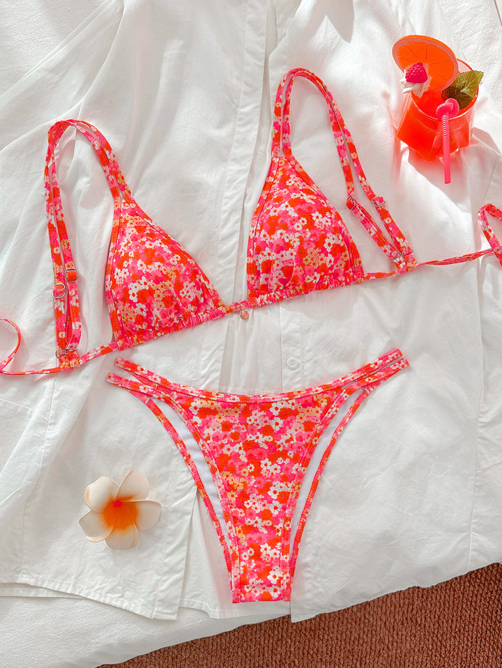 Damen Triangel-Bikini mit floralen Mustern Drune