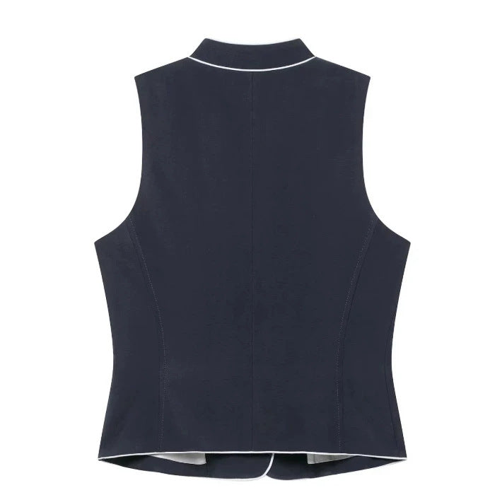Damen Weite hochtaillierte Palazzo‑Hose mit Kontrastpaspel Drune