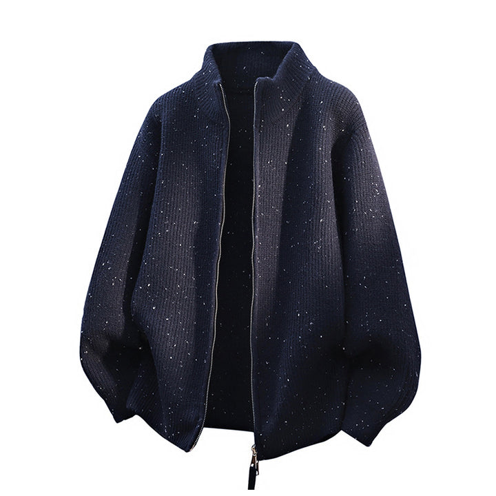Damen Modische Strickjacke mit hohem Kragen und Reißverschluss Drune