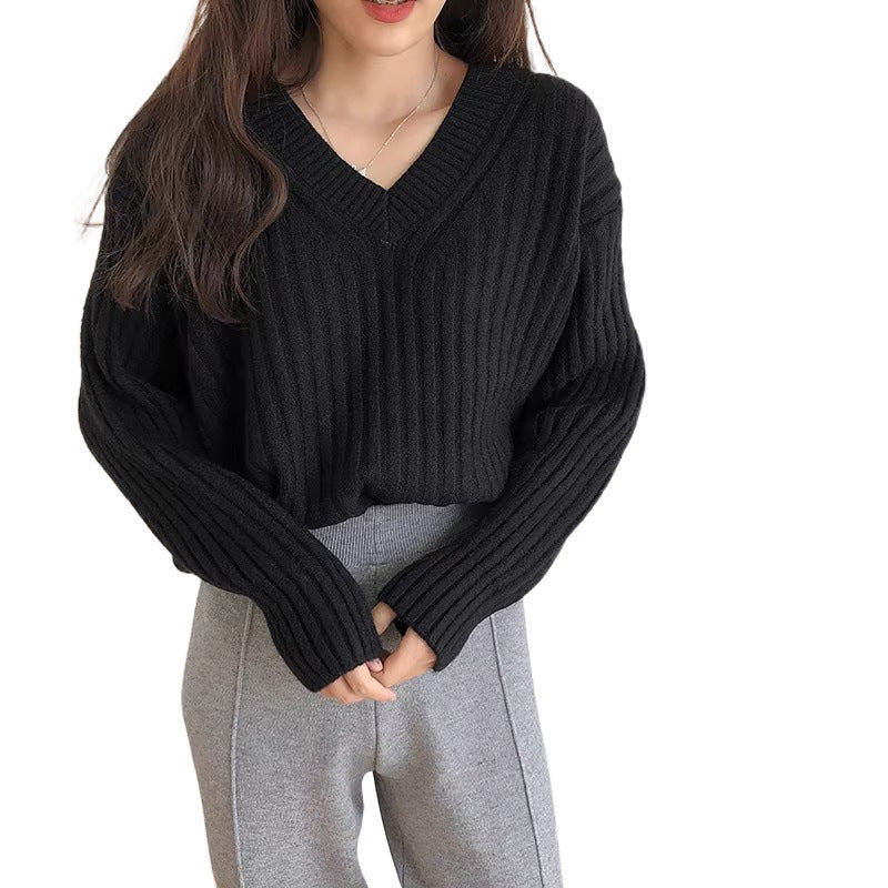 Damen Feinstrickpullover mit V-Ausschnitt und lässigem Schnitt Drune