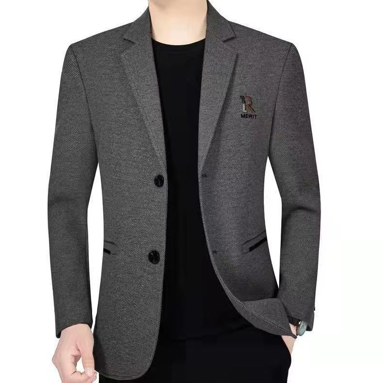 Herren Slim-Fit Sakko mit feiner Fischgrätstruktur und Zwei-Knopf-Verschluss Drune