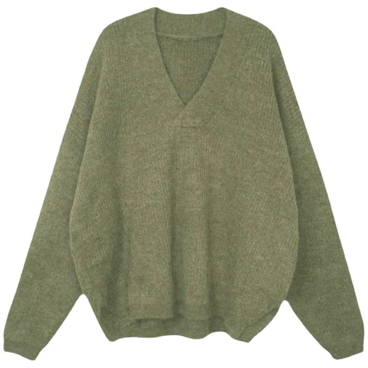 Damen kuscheliger V-Ausschnitt Pullover im oversize Schnitt Drune