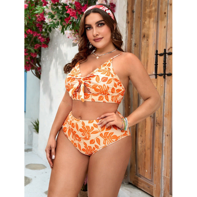 Damen Bikini-Set mit floralem Wickel-Top und hohem Taillenslip Drune