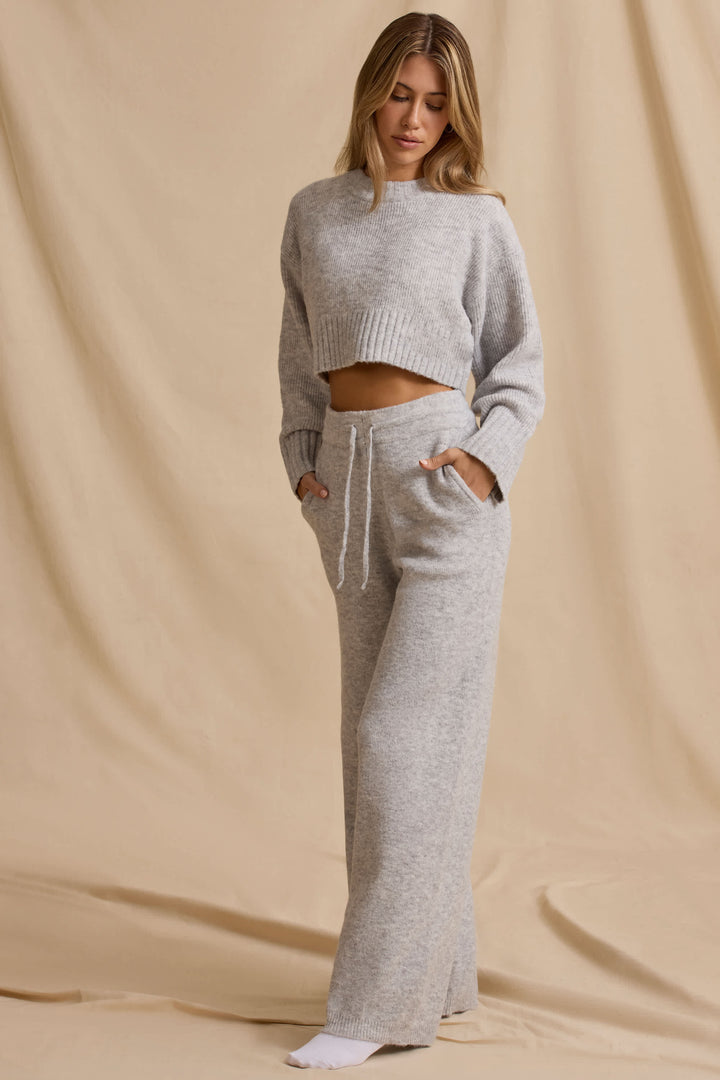 Damen modisches cropped Strick-Loungewear-Set Drune