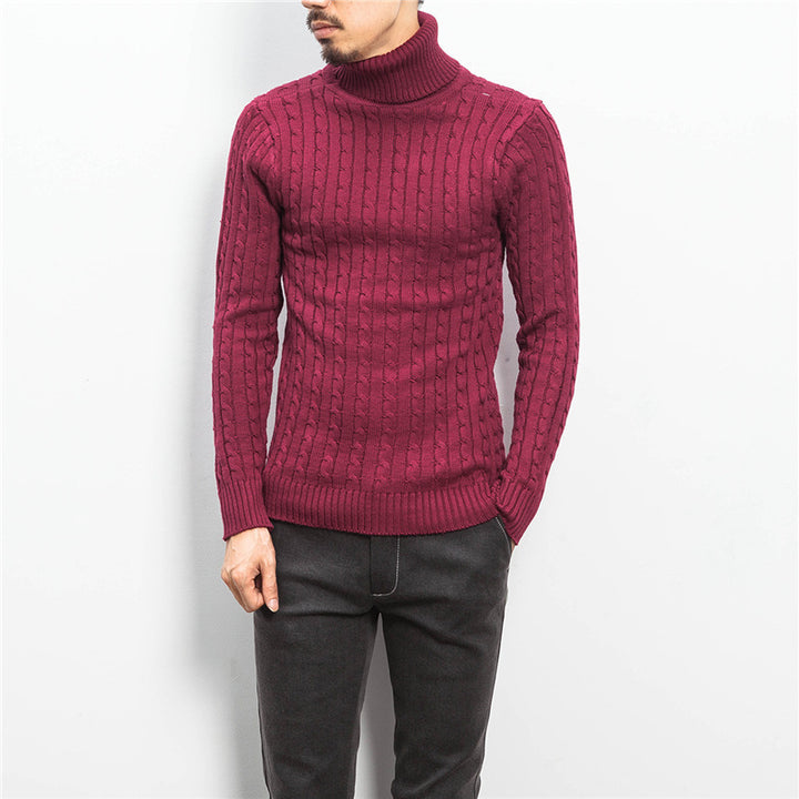 Herren nan Feinstrick-Rollkragenpullover mit Zopfmuster und schmaler Silhouette Drune