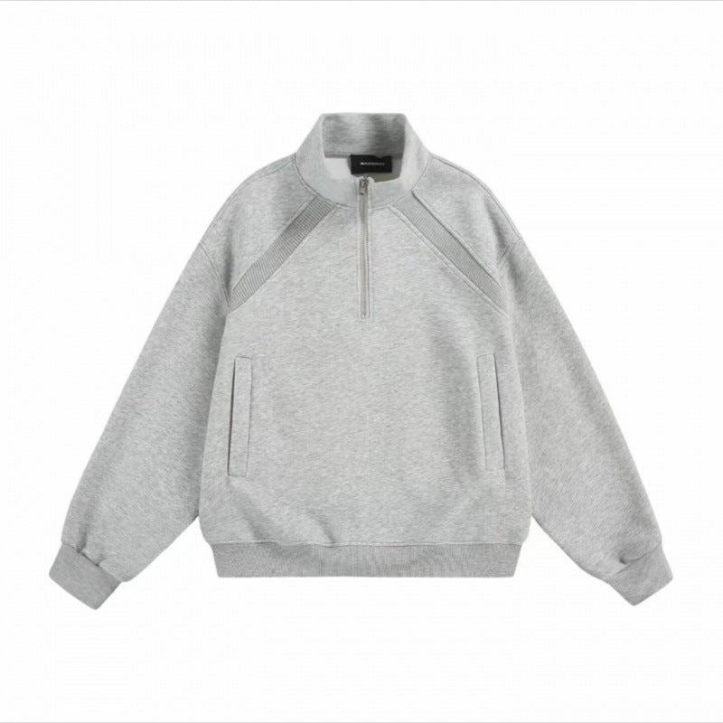 Unisex Halbzip-Sweatshirt mit Raglanärmeln, Eingrifftaschen und geripptem Saum Drune