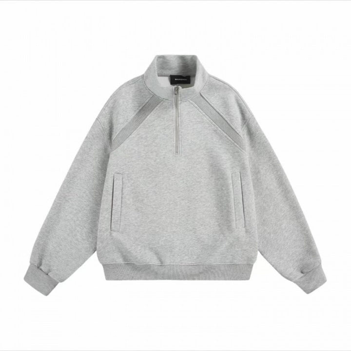 Unisex Halbzip-Sweatshirt mit Raglanärmeln, Eingrifftaschen und geripptem Saum Drune