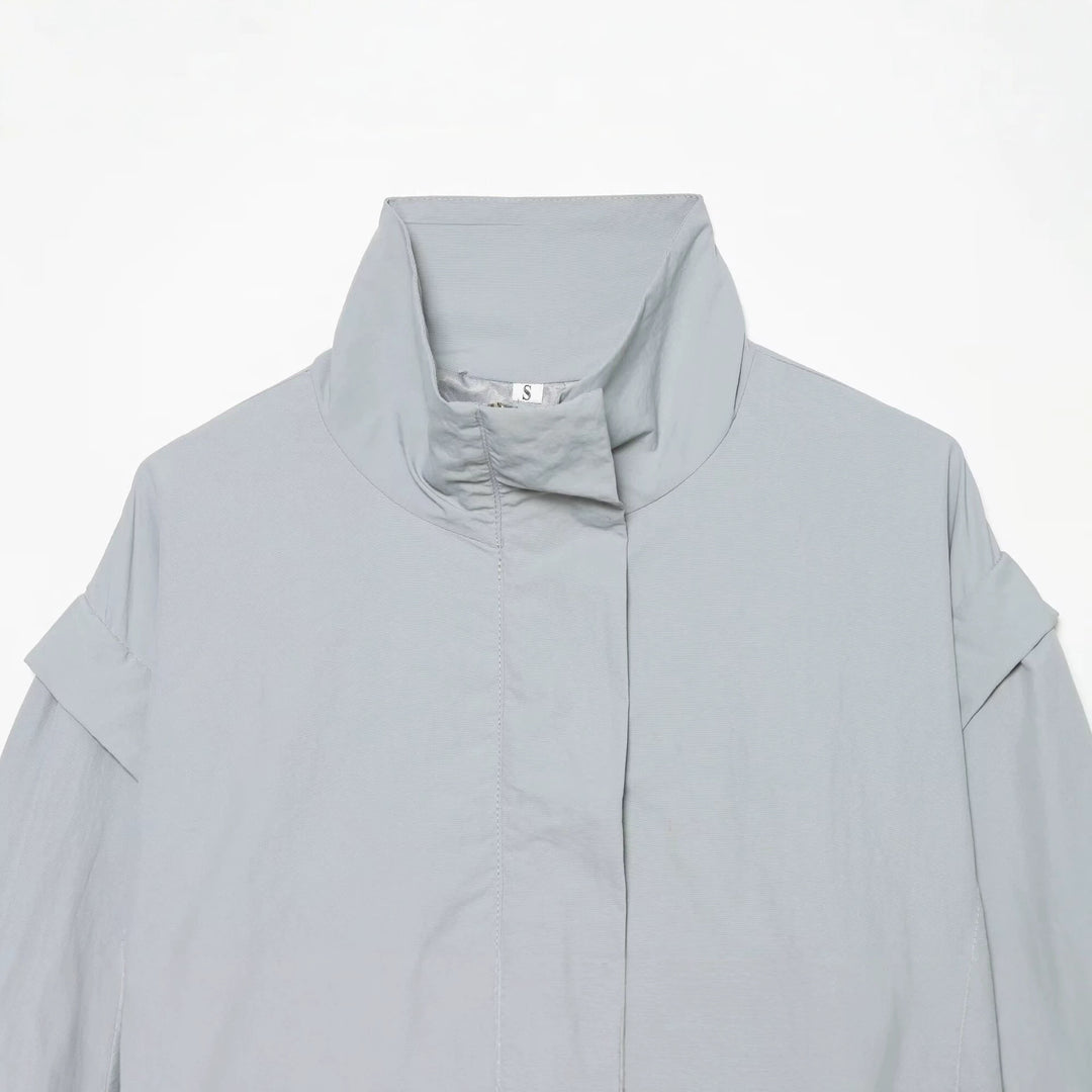 Damen Leichter Cropped‑Blouson mit hohem Stehkragen und verdeckter Front Drune