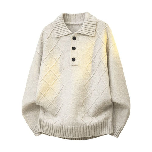 Damen Strickpullover mit Polokragen und Rautenstruktur Drune