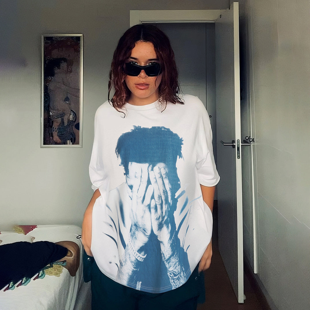 Damen T-Shirt mit glitzerndem Kreuzdesign und lässigem Schnitt Drune