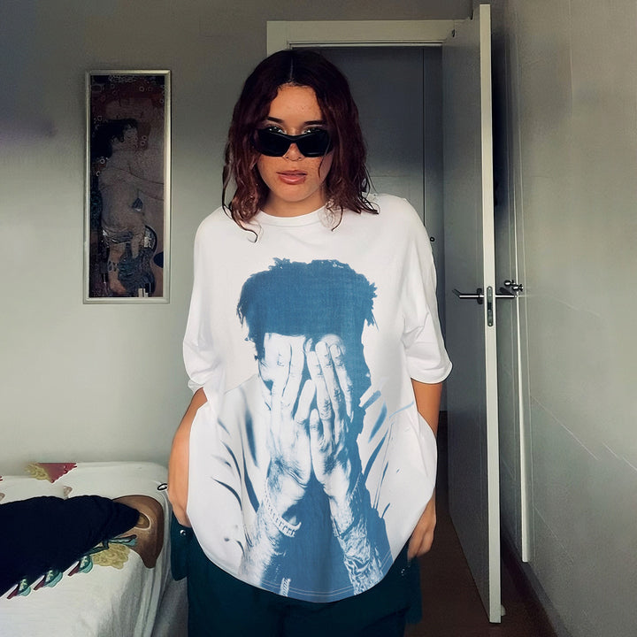Damen T-Shirt mit glitzerndem Kreuzdesign und lässigem Schnitt Drune