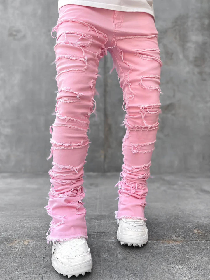 Herren Zerrissene Denim-Hose im lässigen Stil mit einzigartigem Design Drune
