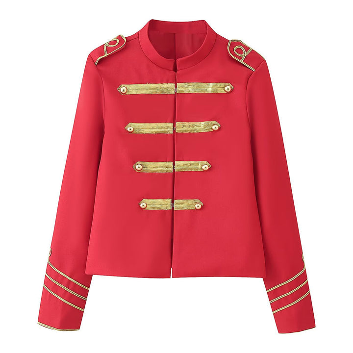 Damen Kurzblazer im Militärstil mit goldener Galonapplikation Drune