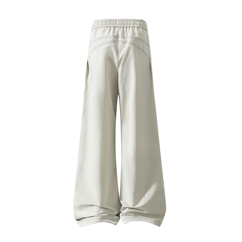 Herren Weite Cargo‑Hose mit Tunnelzugbund, Utility‑Nähten und Reißverschluss‑Taschen Drune