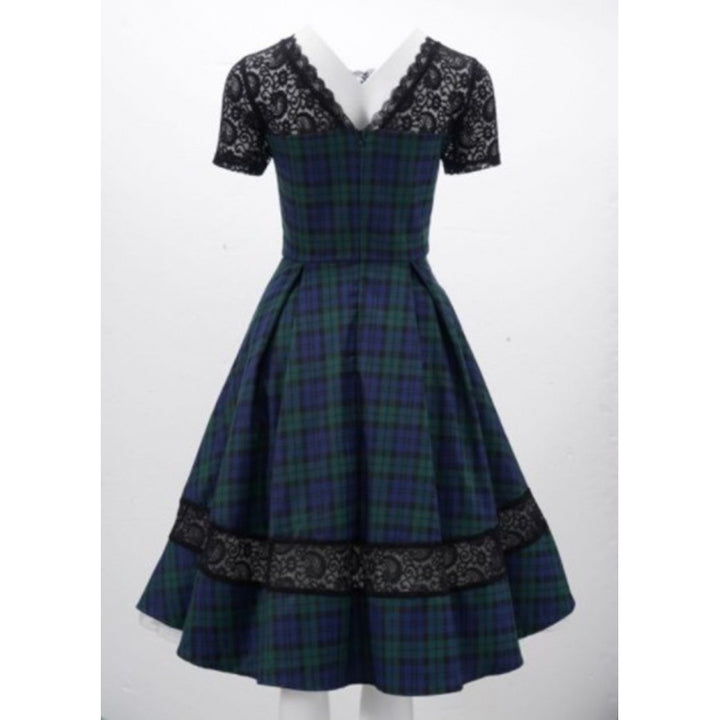 Damen Abendkleid mit Spitzenapplikationen und schwingendem Rock Drune