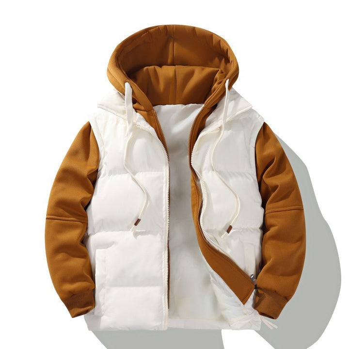 Herren zweilagige Kapuzen-Steppjacke mit abnehmbarer Wattierung und weichen Ärmelpanelen Drune