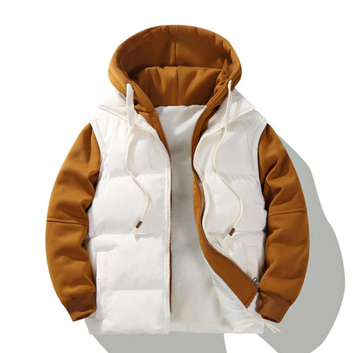Herren zweilagige Kapuzen-Steppjacke mit abnehmbarer Wattierung und weichen Ärmelpanelen Drune