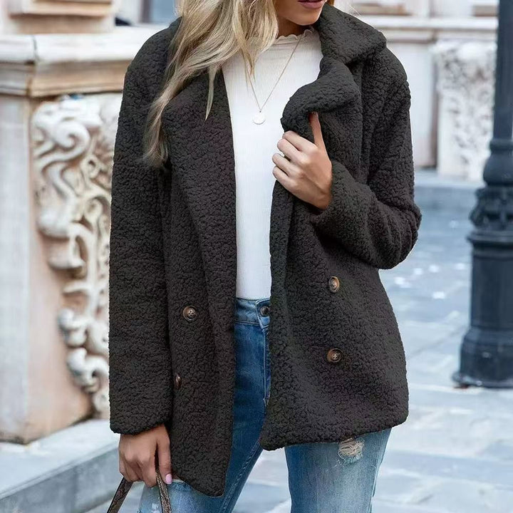 Damen kuschelige Fleece-Parka mit Doppelreihe Drune