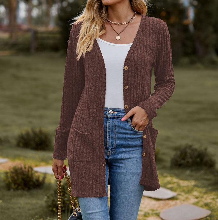 Damen Strickjacke mit langen Ärmeln und praktischen Taschen Drune