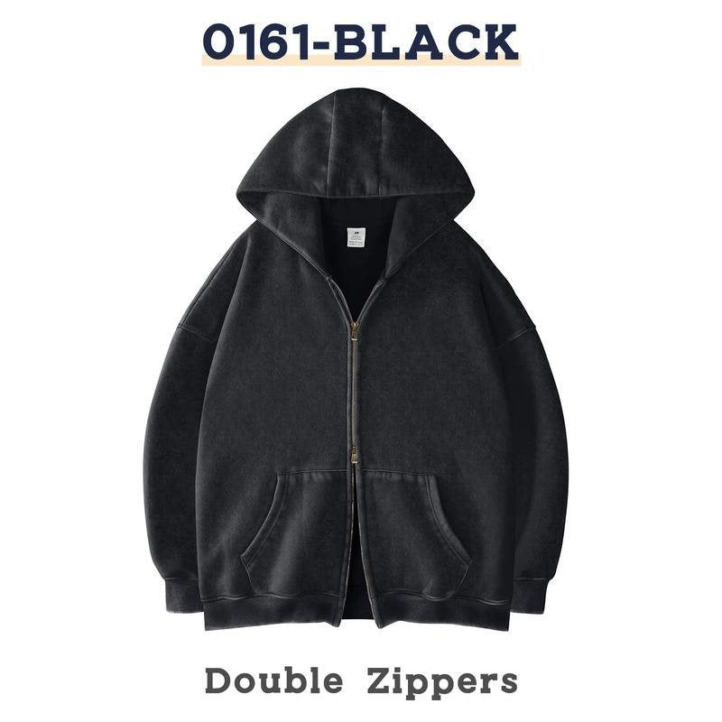 Unisex Oversized Kapuzenjacke mit Doppelreißverschluss und Kängurutaschen Drune