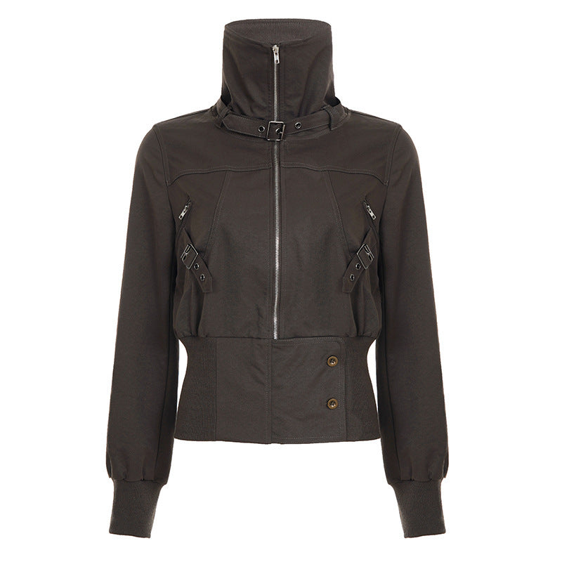 Damen Kurzjacke im Blouson‑Stil mit Stehkragen und Reißverschluss Drune