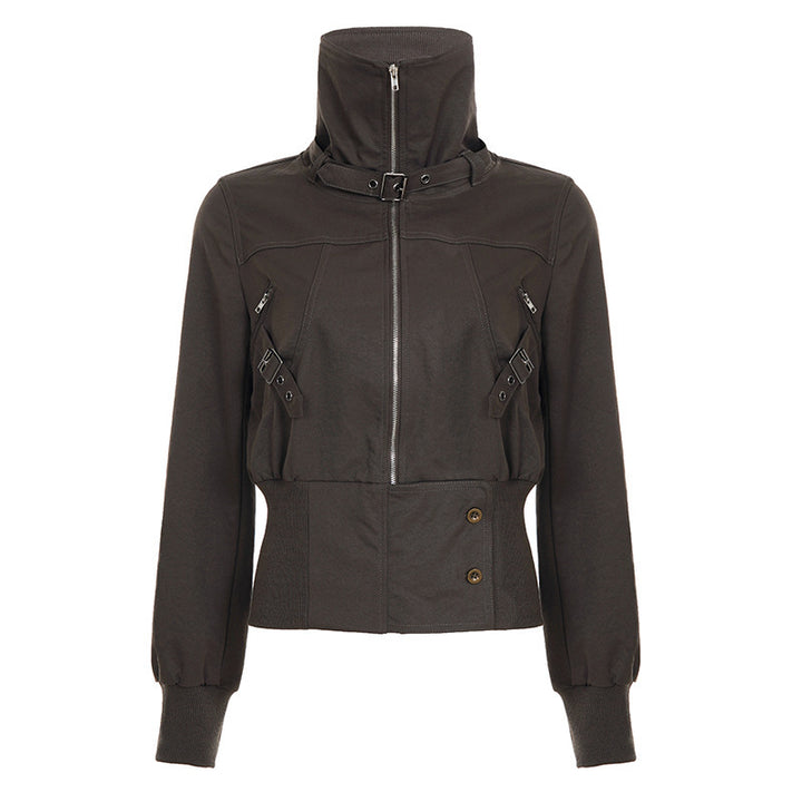 Damen Kurzjacke im Blouson‑Stil mit Stehkragen und Reißverschluss Drune