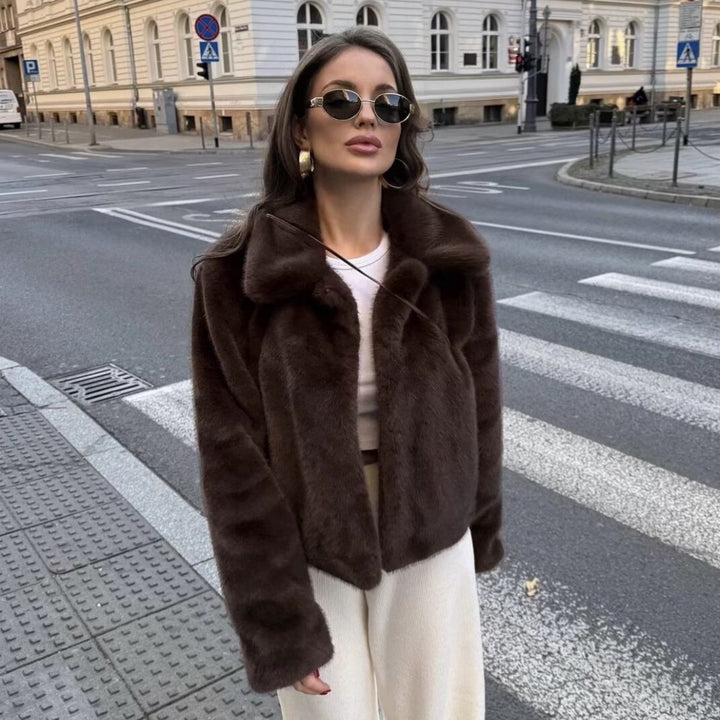 Damen kuschelige Kunstpelzjacke Drune