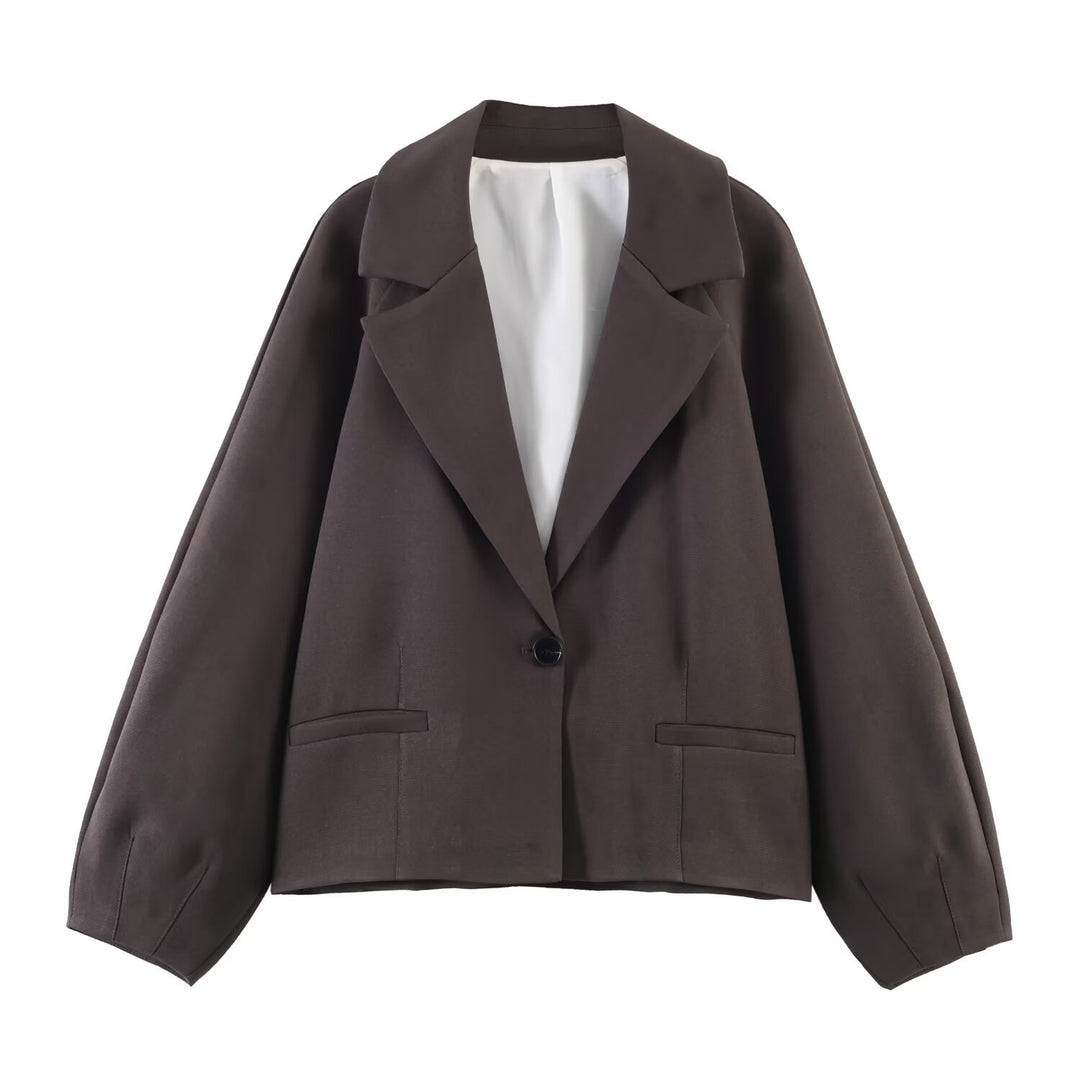 Damen Cropped Boxy-Blazer mit weitem Ballonärmel Drune