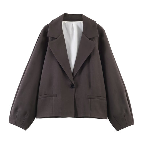 Damen Cropped Boxy-Blazer mit weitem Ballonärmel Drune