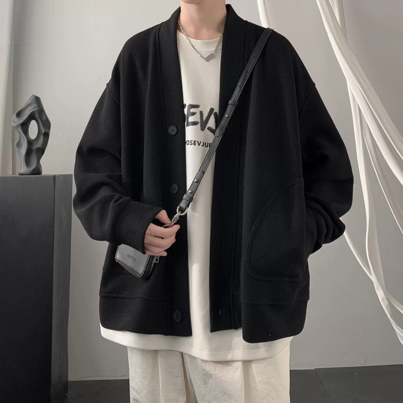 Damen lässige Strickjacke mit tiefem V-Ausschnitt und praktischen Taschen Drune