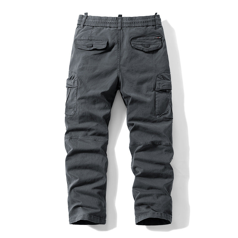 Herren Relaxed-Fit Canvas‑Cargohose mit Elastikbund, verdecktem Tunnelzug und Mehrfach‑Klappentaschen Drune