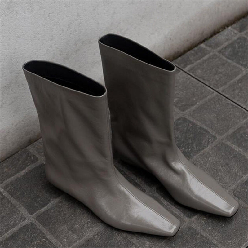 Damen kniehohe Stiefel mit quadratischer Zehenform und schlankem Schaft Drune