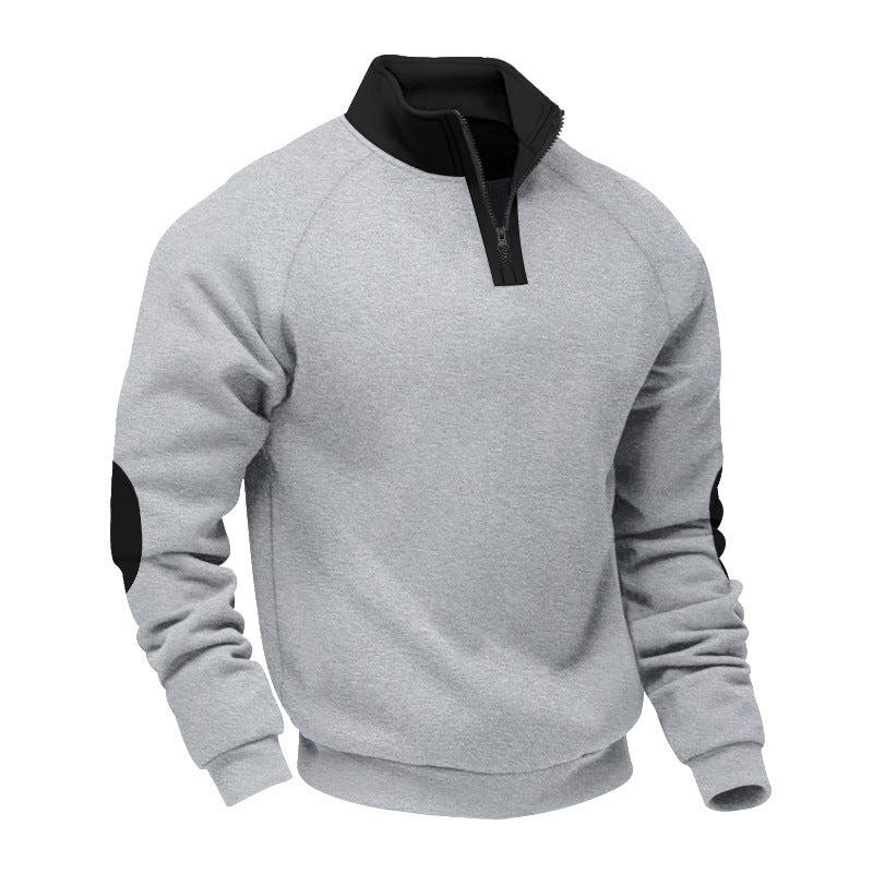 Herren nan Halbzip-Sweatshirt mit Stehkragen, Raglanärmeln und Ellbogenpatches Drune