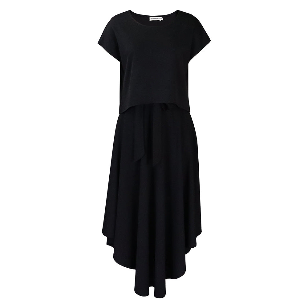 Damen Kleid mit asymmetrischer Schnittführung und dekorativem Gürteldetail Drune