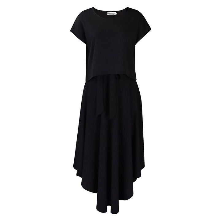 Damen Kleid mit asymmetrischer Schnittführung und dekorativem Gürteldetail Drune