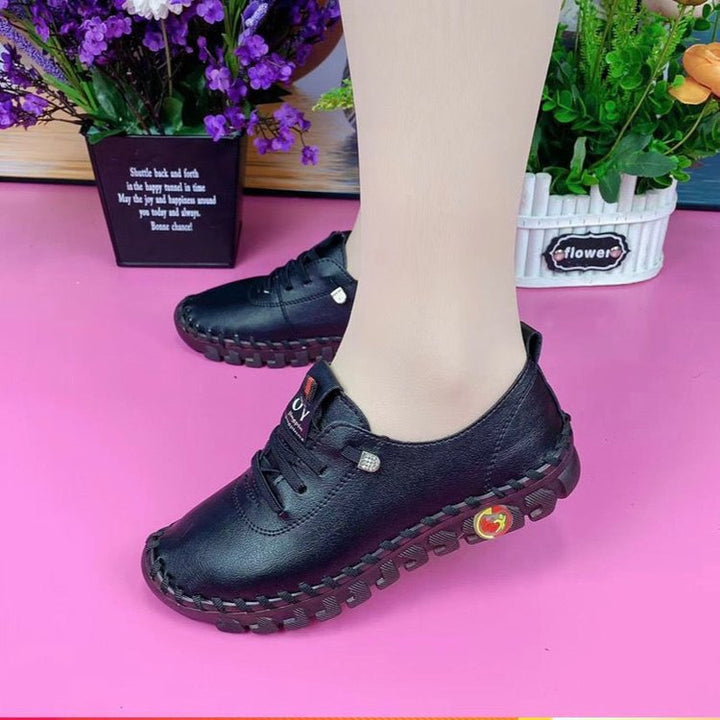 Damen Flexible Lederoptik-Sneaker mit handgenähter Kontrastnaht und profilierter Gummilaufsohle Drune