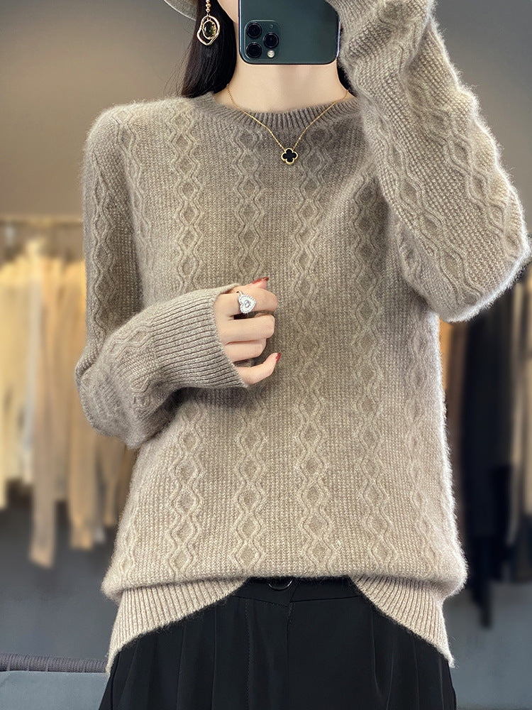 Damen Zopfmuster-Feinstrickpullover mit feiner Struktur und kastiger Silhouette Drune