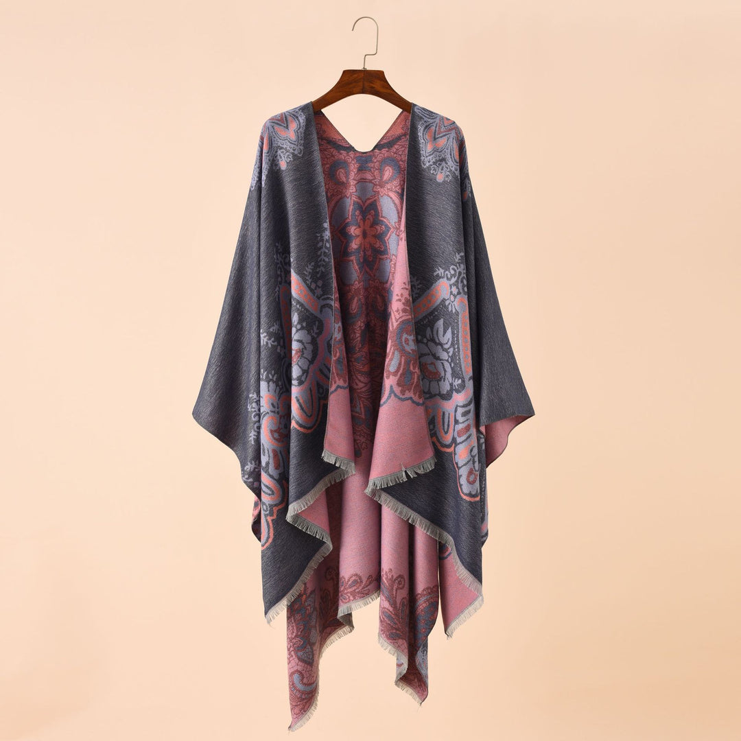 Damen Leichter Jacquard-Überwurf mit kaschmirähnlichem Griff und Fransensaum Drune