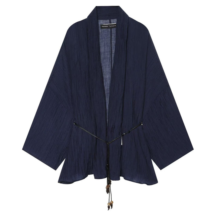 Damen Kimono-Cardigan mit Tunnelzug und Crinkle-Textur Drune