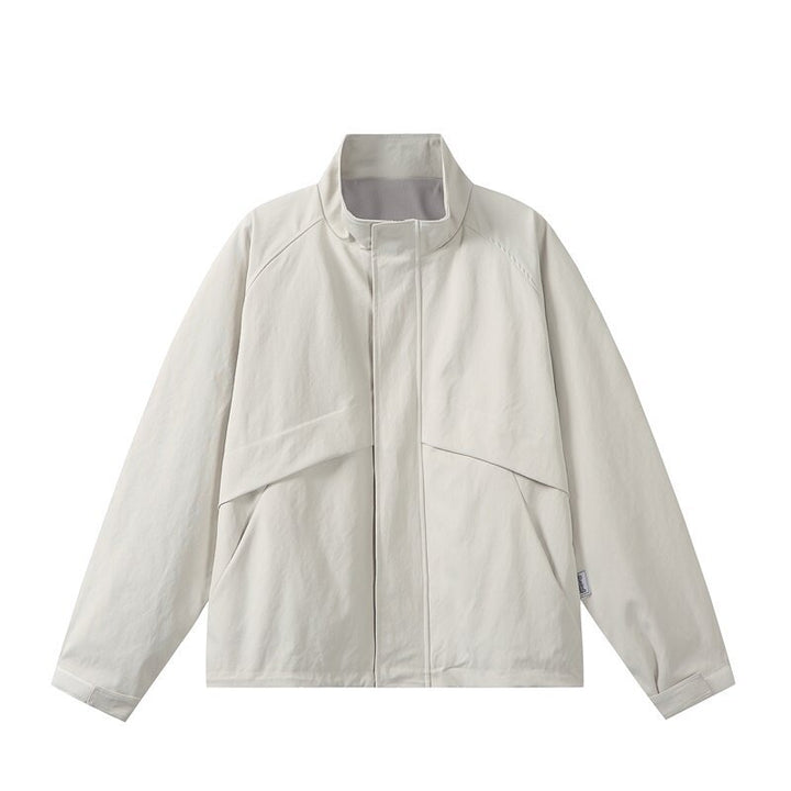 Herren Leichte Übergangsjacke im minimalistischen Field‑Style mit hohem Stehkragen und verdeckter Frontblende Drune