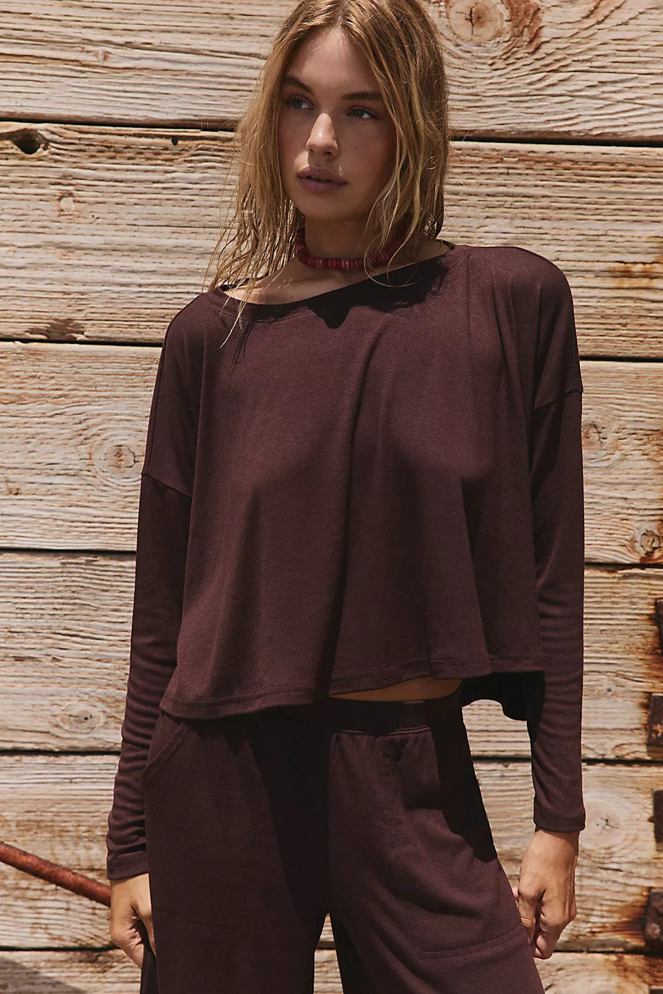 Damen Lässiges Twinset aus weitem Oberteil und weit geschnittener Hose Drune