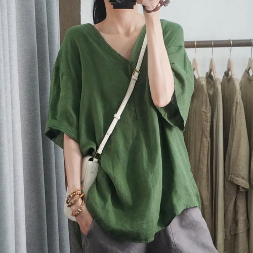 Damen Relaxed Fit V-Ausschnitt Tunika Top Drune