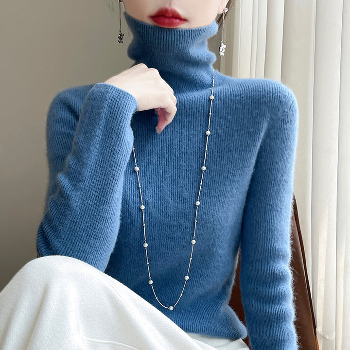 Damen Schmal geschnittener Feinstrick-Rollkragenpullover mit extrafeinem Flauschfinish Drune