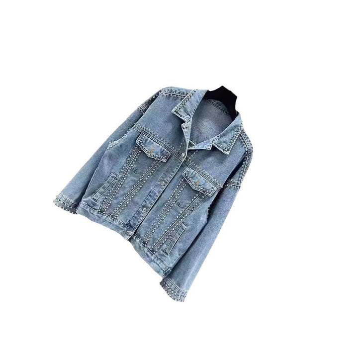 Damen modische Jeansjacke mit dekorativen Nieten Drune