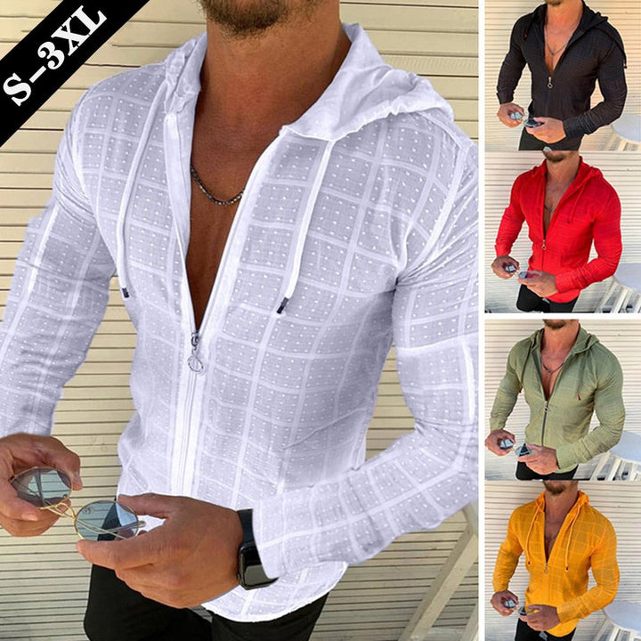 Herren Sportliche Langarmjacke mit innovativem Texturmuster und praktischem Reißverschluss Drune