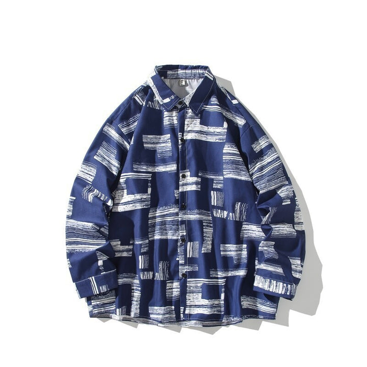 Herren Oversize Hemd mit grafischem Blockprint Drune