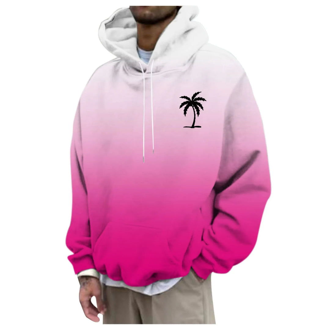 Unisex Trendiger Oversized Kapuzenpullover mit Farbverlauf und Palmenmotiv Drune