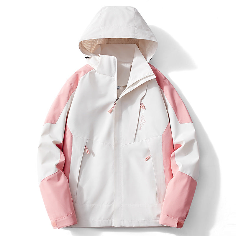 Herren Colorblock Softshell-Trekkerjacke mit Kapuze, verdeckten Reißverschlüssen und seitlichen Eingrifftaschen Drune