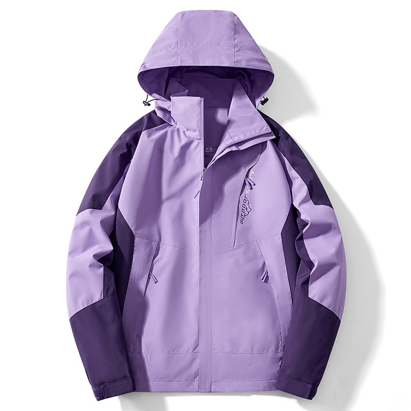 Herren Colorblock Softshell-Trekkerjacke mit Kapuze, verdeckten Reißverschlüssen und seitlichen Eingrifftaschen Drune